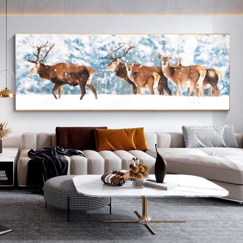 Олень в лесу постеры и принты закат пейзаж настенное искусство животные холст картины фотографии гостиная домашний декор без рамки