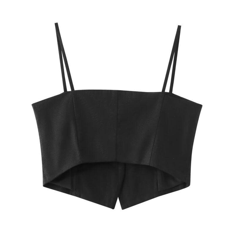 2024 Summer New Fashion Style Women's Clothing Sexy Style Silm Blended Spaghetti-Strap Camisole Top Pants 4387120