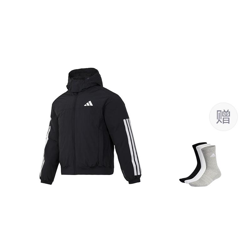 adidas Мужская пуховая куртка 3 Stripes Осень 2024 Черная JG3845