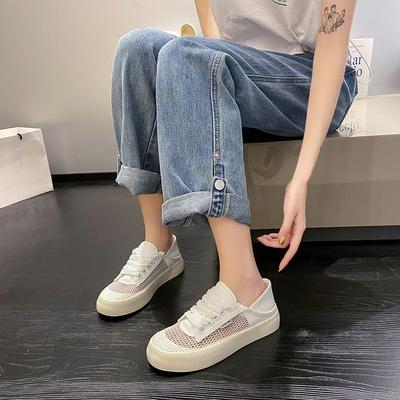 Модная черная сетчатая дышащая парусиновая обувь для женщин Whit Женская обувь на плоской подошве Оригинальные предложения Шикарная элегантная 2024 Новые городские тренды В