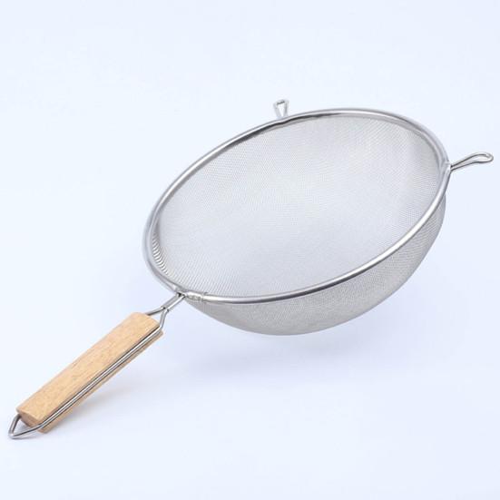 Stainless Steel Mesh Strainer with Wooden Handle Fine Mesh Filter Spoon Wire Sieve