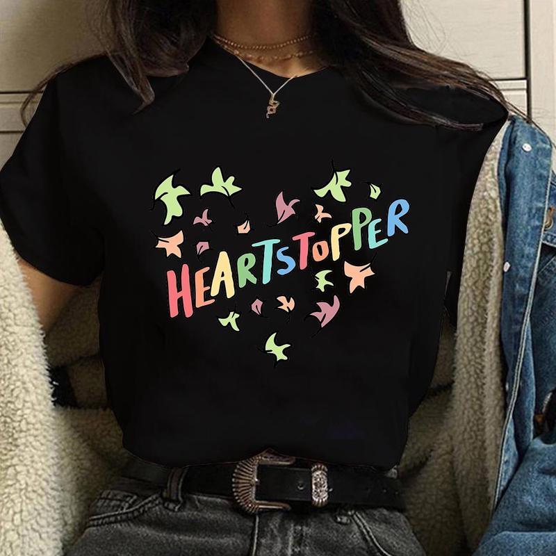 Новая горячая мода Heartstopper Regiment Printed T-Shirt Женская мода Повседневная персонализированная Heartstopper Round Neck T-Shirt Shirt
