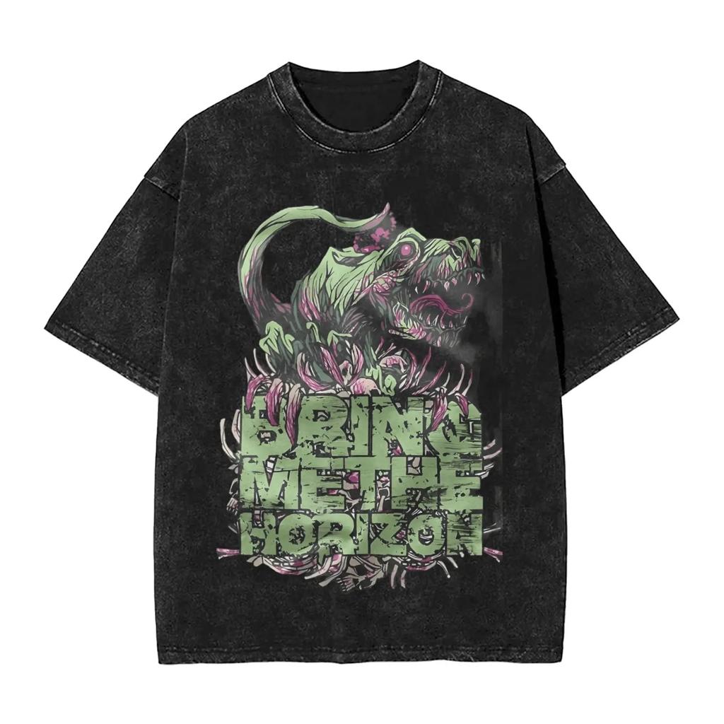 Футболки ROCK Band Bring Me The Horizon для фанатов BMTH Стираные Винтажные Топы Новинка Британский Летний Футболка Винтажные Свободные Хлопковые Топы