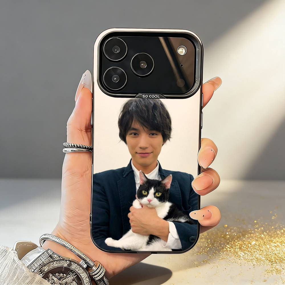 Стильная Звезда S-Sota F-Fukushi Актер Чехол для Телефона Для iPhone17 16 15 14 13 12 Pro Max Серый Черный Матовый Лазерный Металлик Аврора Funda