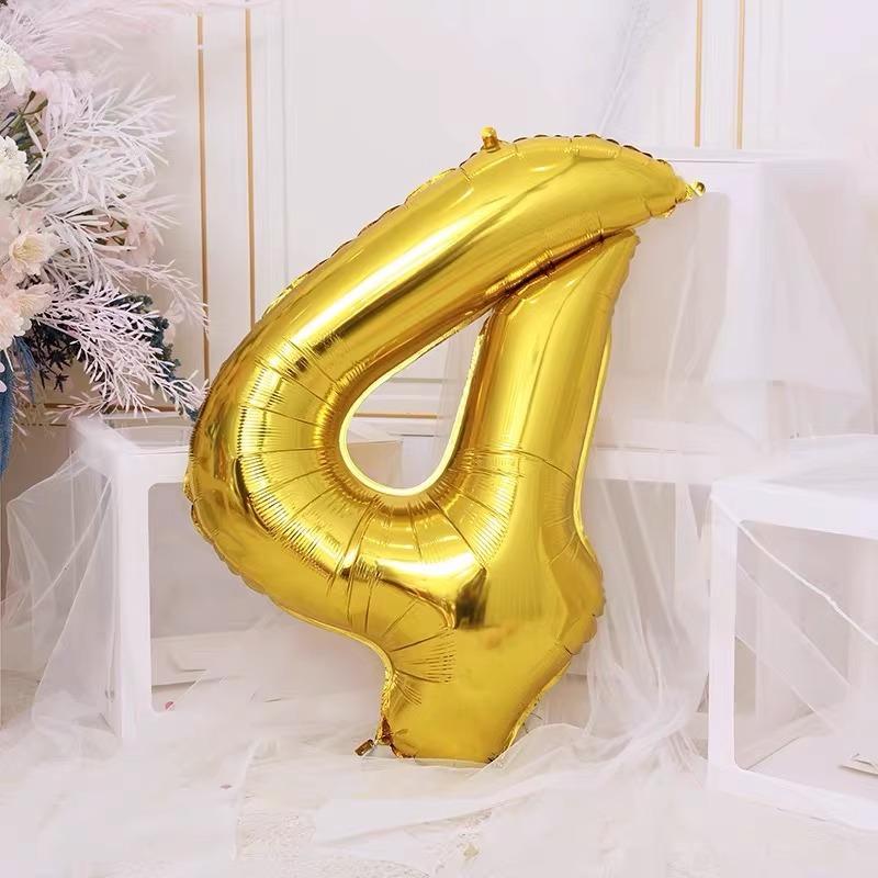 32-Inch Golden Digital Balloon Photo Boys And Girls Children Birthday Baby Party Scene Decoration
