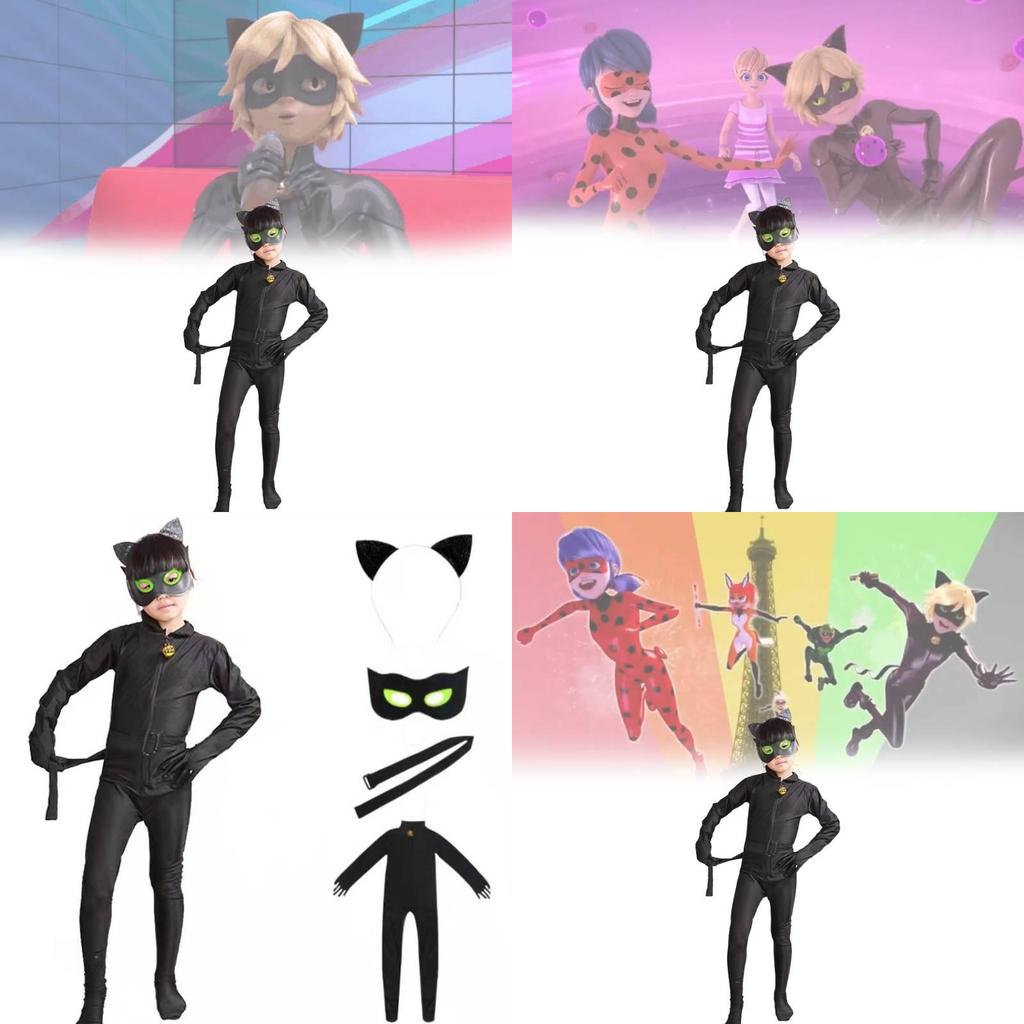 Чудесные истории Ледибаг и Кота Нуара Детский костюм со спандексом для аниме ролевых игр