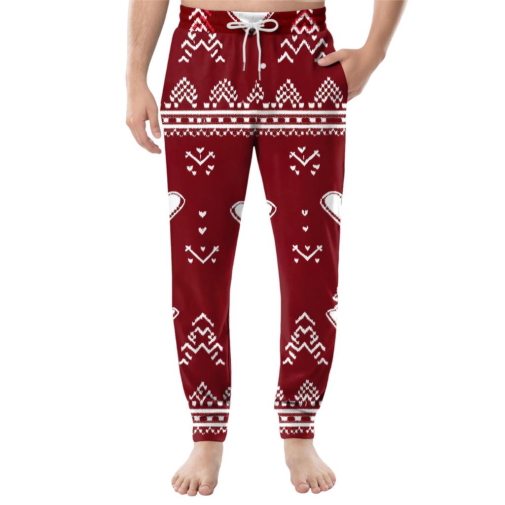 Мужские повседневные брюки с карманами на кулиске и манжетами, домашние брюки для сна