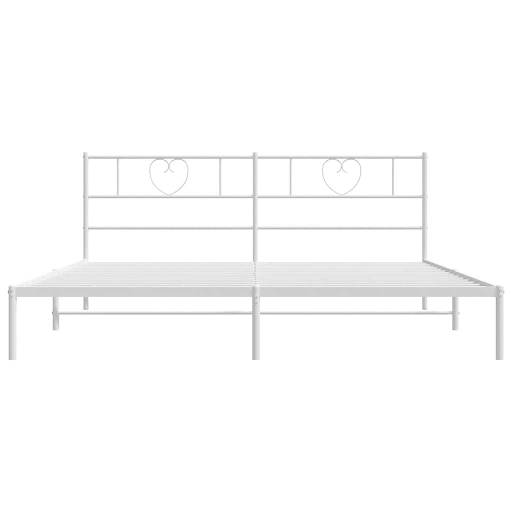 Metal Bed Frame with Headboard White 193 x 203 cm