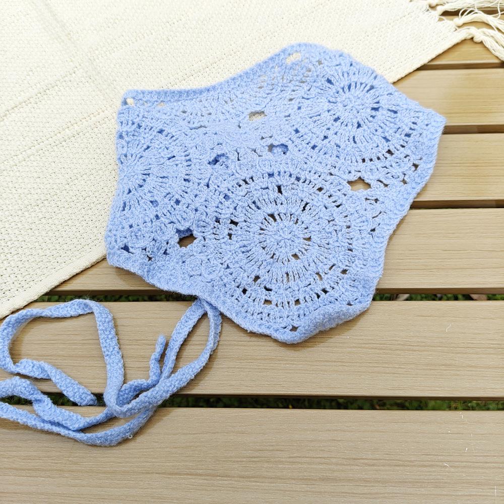 Вязаный крючком шарф для волос ручной работы, вязаная полуюбка, прикрывающая ягодицы, ажурный треугольный платок на голову, завязывающийся, элегантные аксессуары для волос, сделанные своими руками