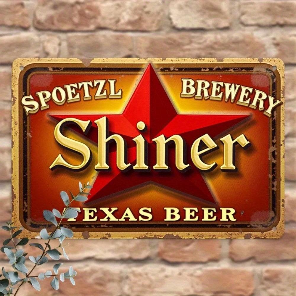 Винтажная металлическая пивная вывеска Shiner Texas Настенный декор 8x12 дюймов Жестяная для бара, гаража, паба