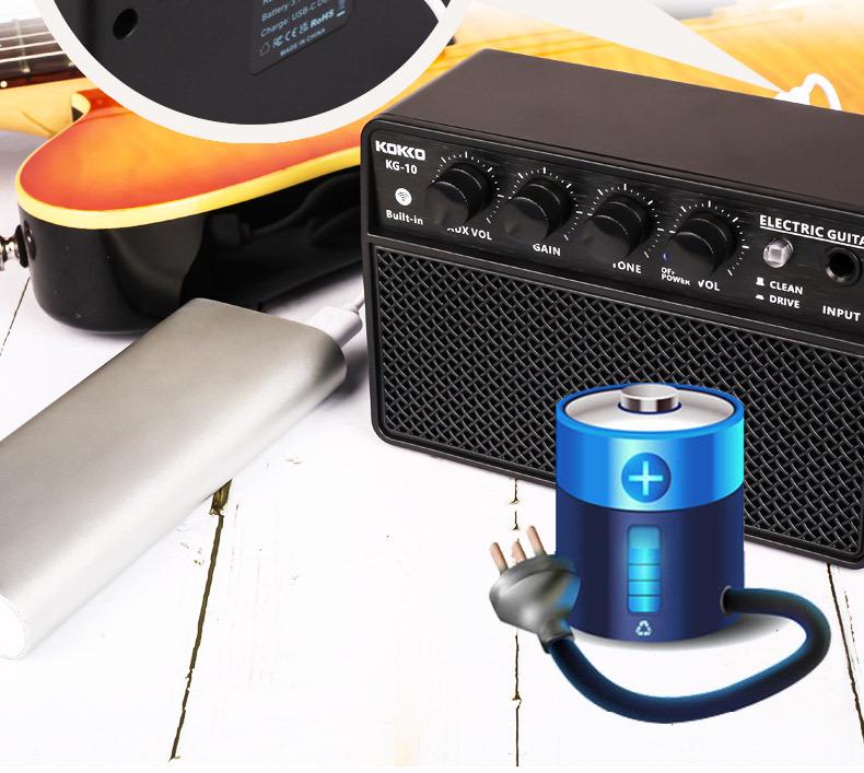 KOKKO KG-10 Портативная электрогитара с Bluetooth, маленькая, перезаряжаемая для использования на открытом воздухе