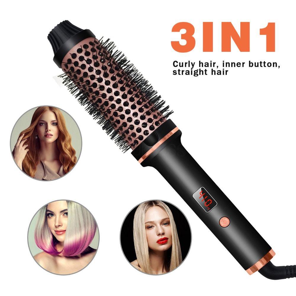 LCD Display Thermal Brush Ceramic Volumizing Brush  Straight and Curly Hair