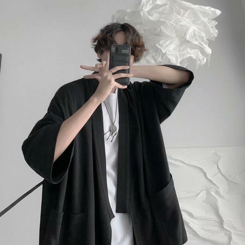 Мужское японское кимоно, кардиган, длинные рубашки, мужская одежда