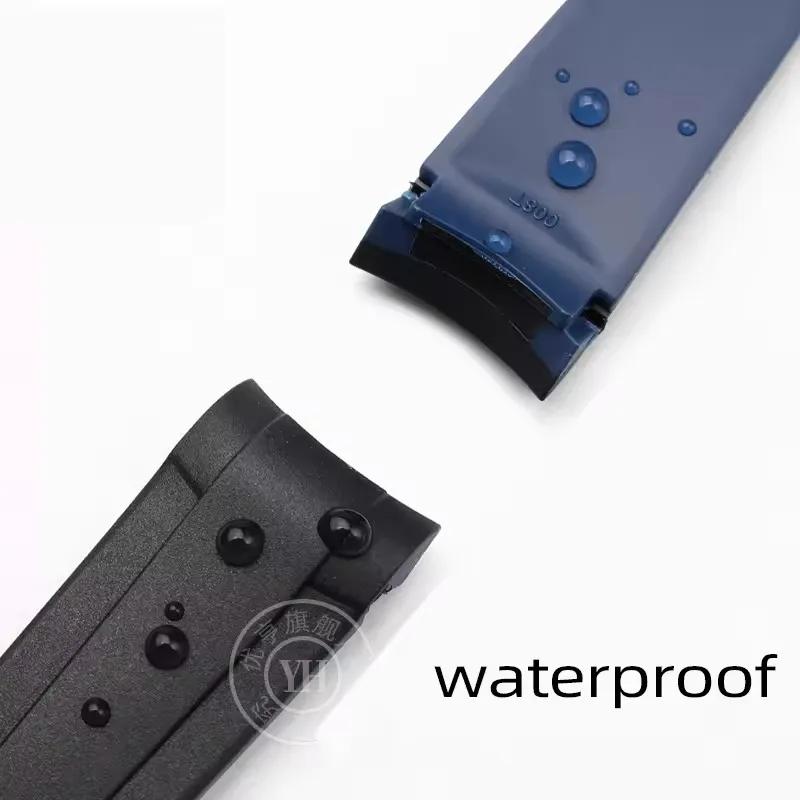 Изогнутый Резиновый Ремешок для Часов Tudor Rudder Biwan Бронзовый Маленький Медный Цветок Красный Цветок Ремешок 22 мм Водонепроницаемый Ремешок для Часов