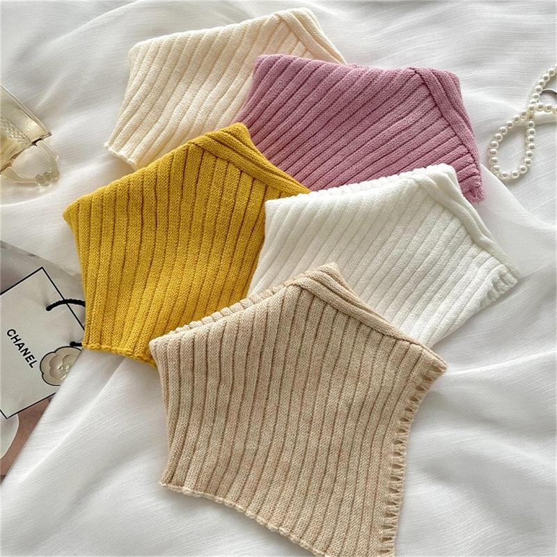 Шея Guard Вязаный ветрозащитный теплый шарф Зимний женский эластичный накладной воротник