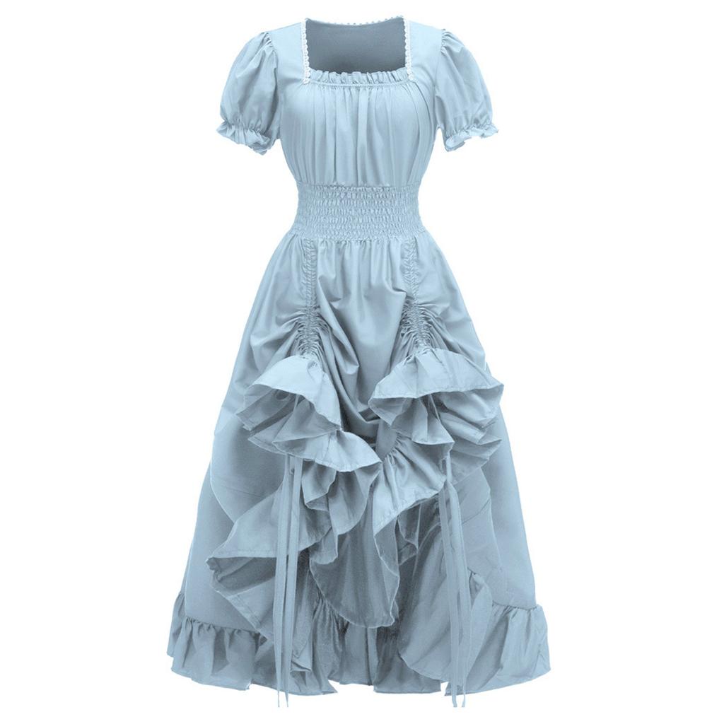 Платье для женщин, сценический костюм на Хэллоуин, COS, ретро, ​​однотонное платье с поясом, вечернее, вечернее, длинное платье