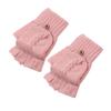Fingers Free Wool Gloves Women Knitted Flip Fingerless Exposed Finger Gloves Mittens Winter Warm Thickening Female Mitts
