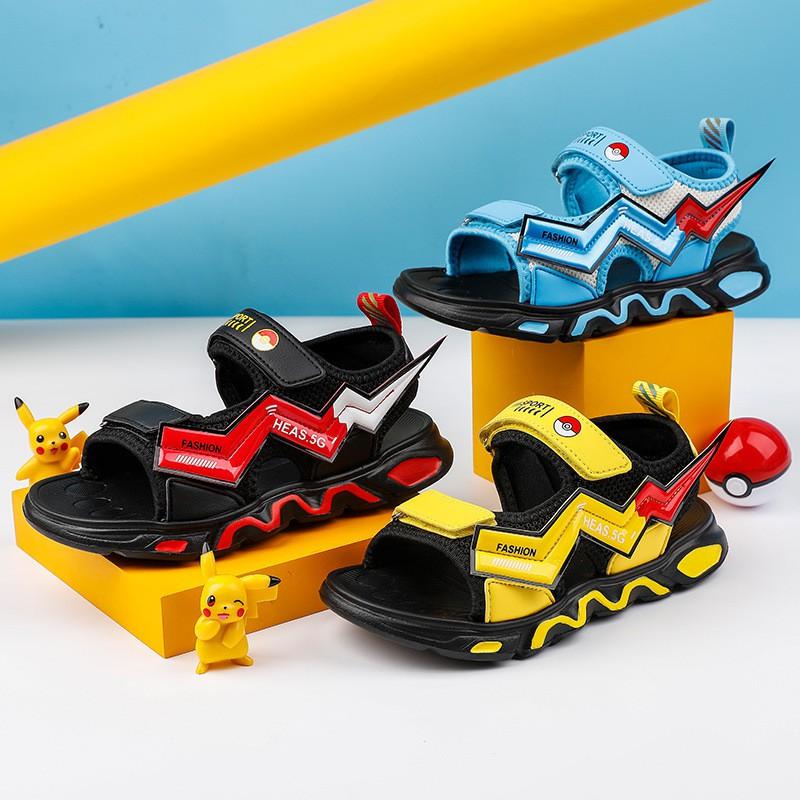 Boys Sandals Lightweight Anti-Slip Cushioned Outdoor Beach Shoes With Hook Loop