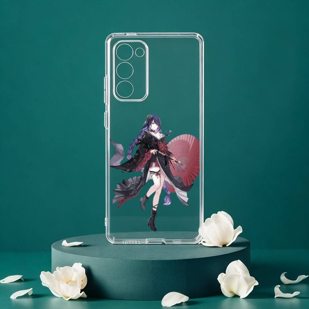 R-Raiden Shogun Genshin Чехол для телефона Samsung Galaxy S24 S25 S23 S22 S21 Plus S24 S25 Прозрачный чехол