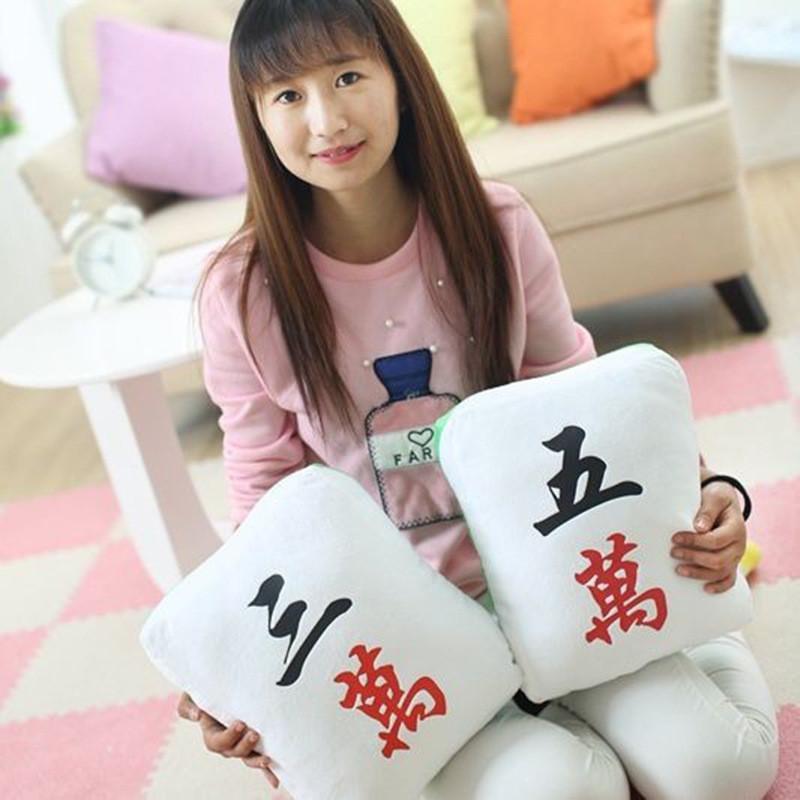 Mahjong Themed Plush Pillow Toy With Pp Cotton Filling For Home Decor Gift Special Characters Included