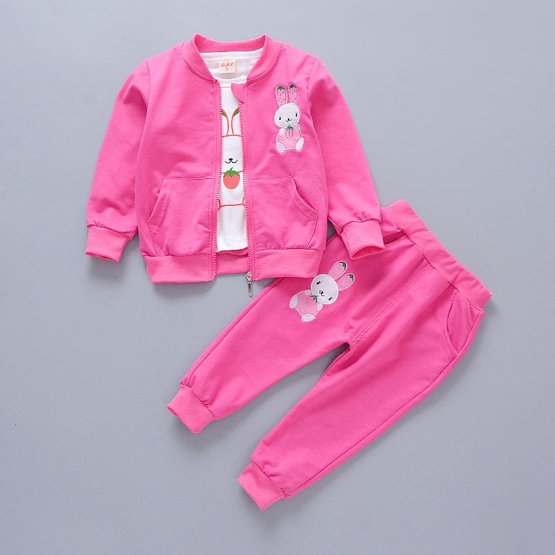 Baby Girl Fall Print Set Girl Clothes Three-piece Children's Clothes Fashion Outerwear