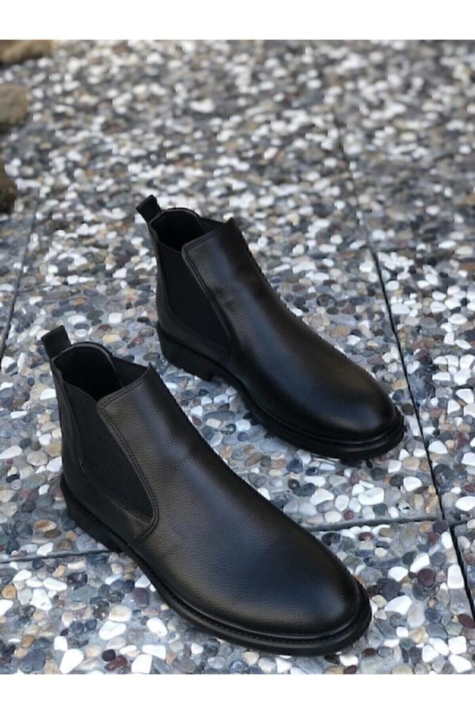 Men's Fashion Faux Leather Flat Heeled Booties Muzan Chelsea Boots Shoes