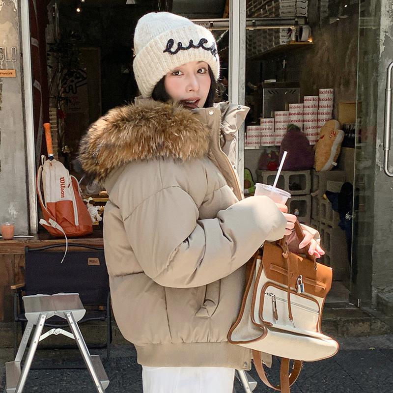 Осень-зима, утепленная теплая парка, женская повседневная милая однотонная Свободная куртка с капюшоном и большим карманом, верхняя одежда