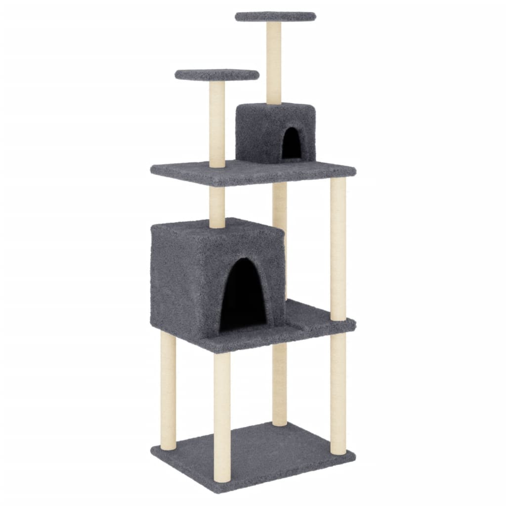 Cat Tree with Sisal Scratching Posts Dark Grey 167 cm