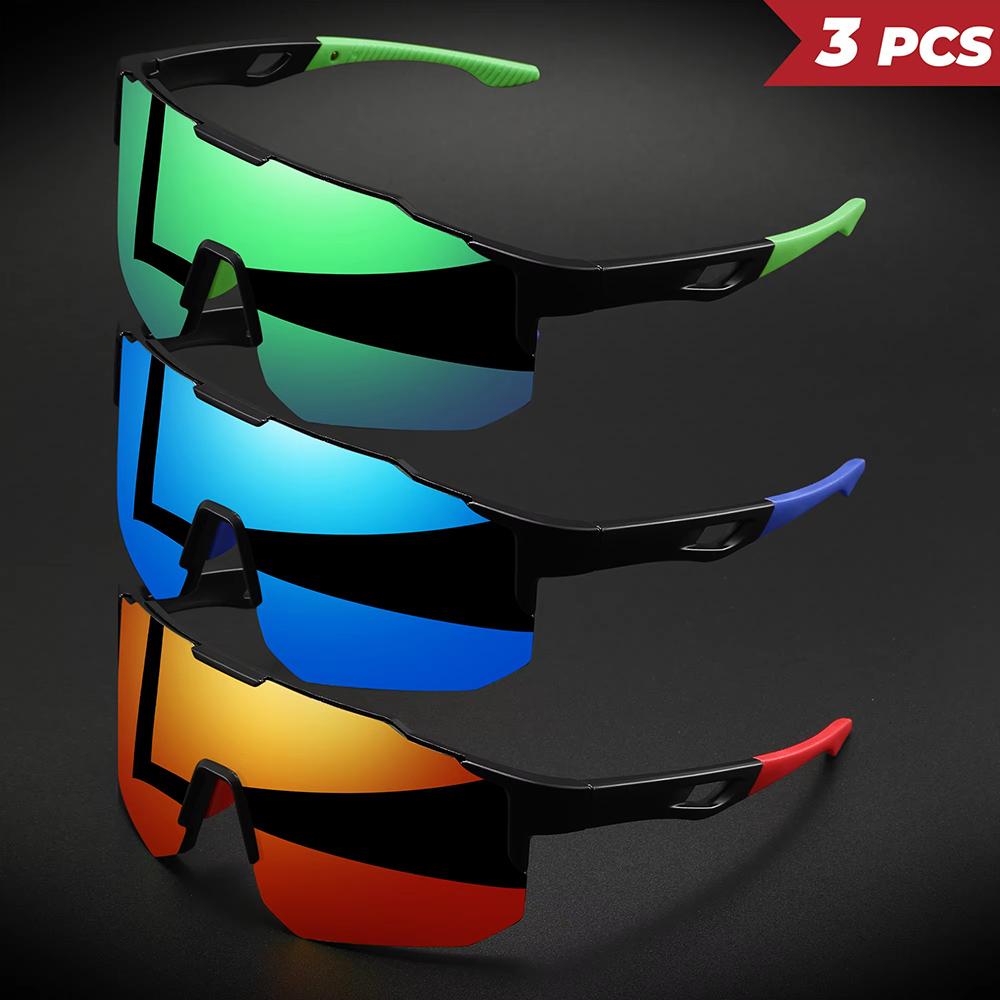 1-3PCS Unisex Oversized Sports Sunglasses UV400 Wraparound Design Colorful Comfort Fit for Cycling Hiking Outdoor Activities 7