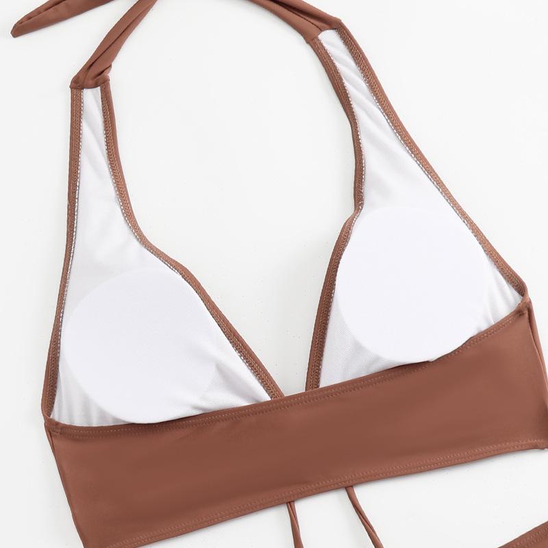 Сексуальные бикини женские летние из двух частей купальник с принтом женский пуш-ап Холтер с рюшами и запахом спереди купальный костюм с высокой талией