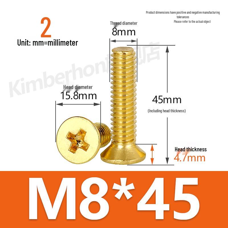 Машинные винты с потайной головкой под крестовый шлиц из меди, размеры M2–M4, длина 6/8/10/12 мм