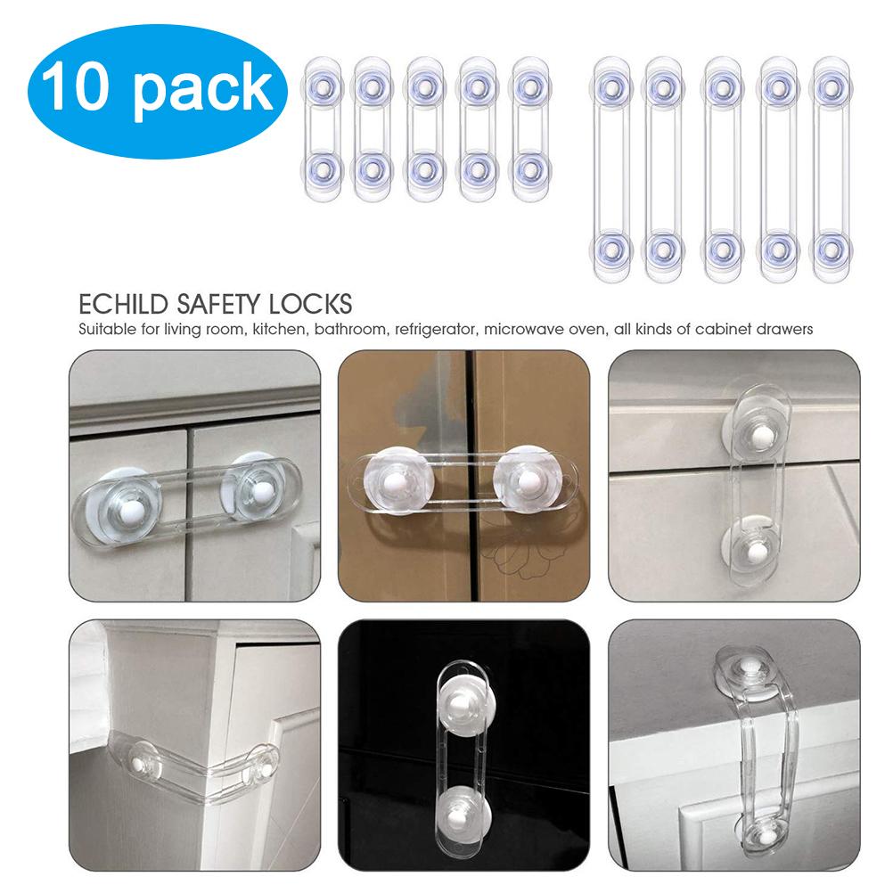 8PCS Child Safety Locks 2 Sizes Transparent Security Locks for Wardrobes Refrigerator