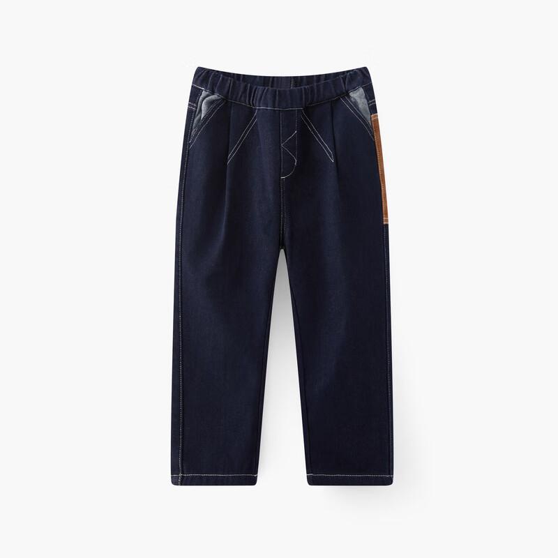 MQD Boys' Colorfast Denim Winter Warm Dad Jeans Deep Indigo 150