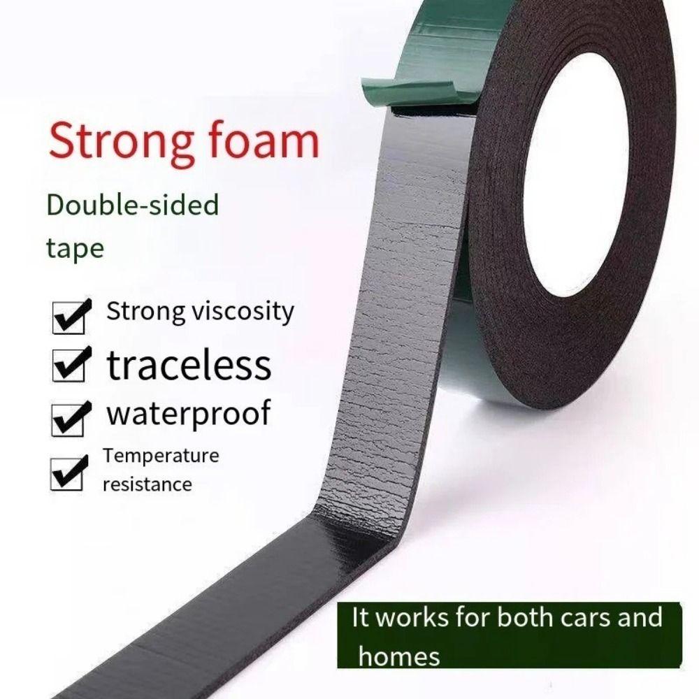 10M/Roll Green Film Black Double Sided Tape Sponge Strip Multifunctional PE Foam Tape 10/20mm Width Strong Self Adhesive
