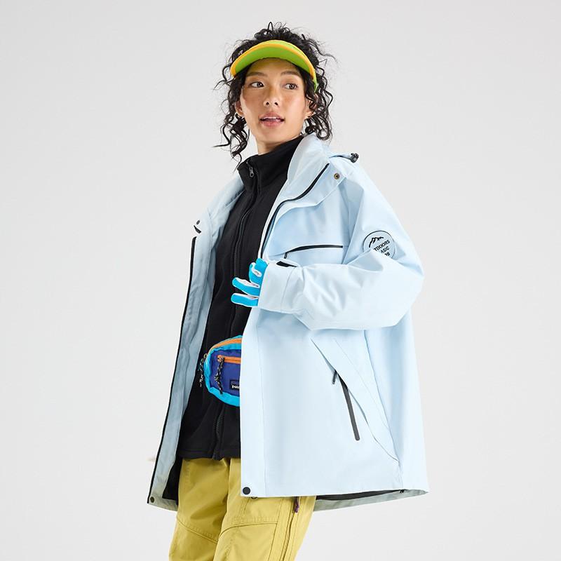 Men Women 3-in-1 Lightweight Waterproof Windproof Hiking Jacket With Removable Down Liner Outdoor Trekking Camping