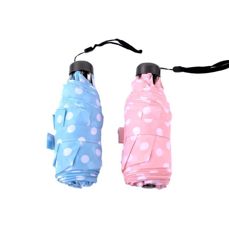 Новый зонт от солнца и дождя складной с мультяшным кроликом и в горошек