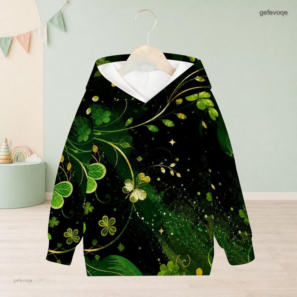 Girls Long Sleeve Hooded Pullover Navy Blue Snowflake Printed
