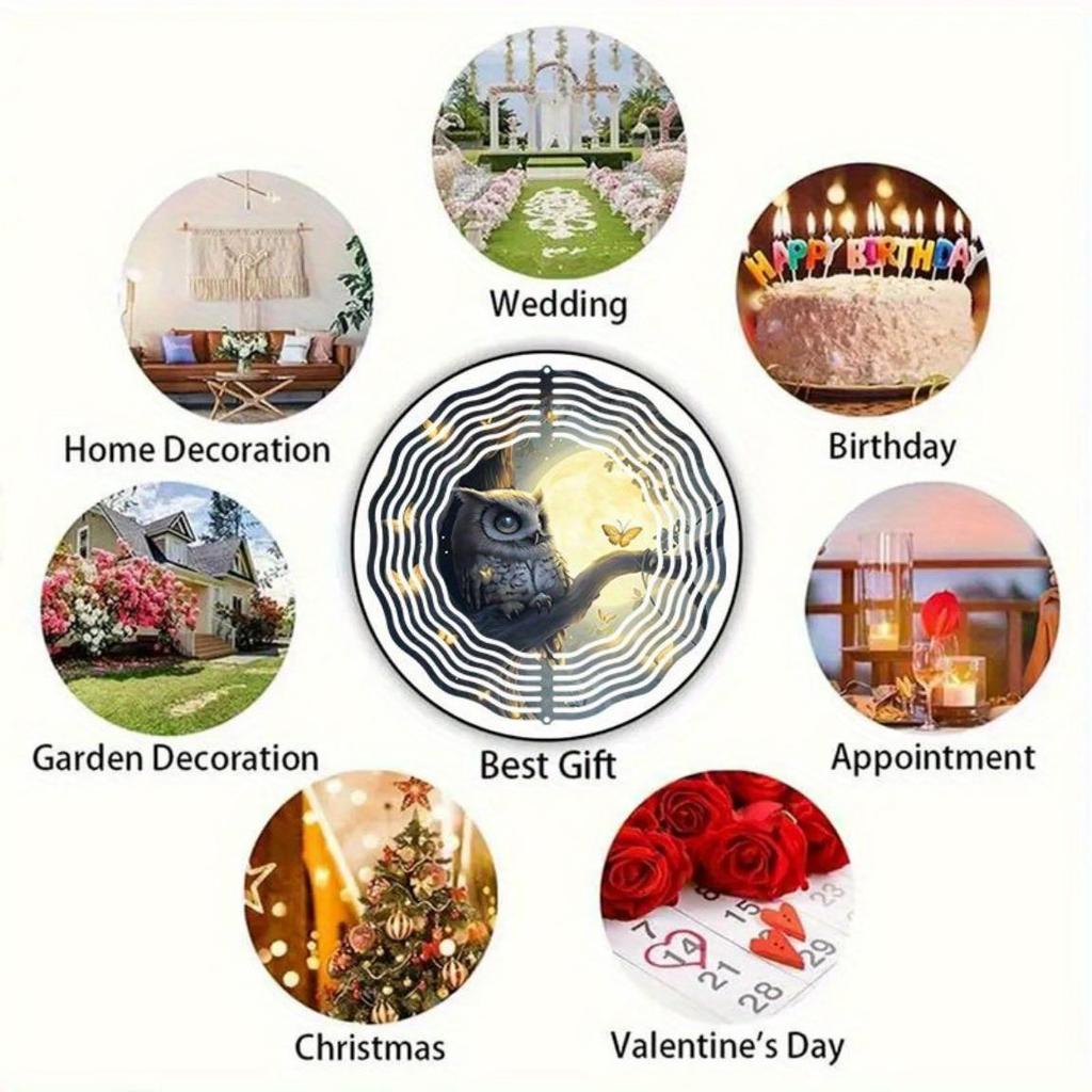 Металлический ветряной спиннер в виде совы с бабочками для сада, патио, двора, уличного декора. Не требует батареек. Подвесное искусство