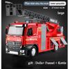 Игрушечная пожарная машина в масштабе 1/24 с металлической кабиной, световой и звуковой сиреной, рабочим водяным насосом и выдвижной вращающейся спасательной лестницей, игрушкой с фрикционным приводом