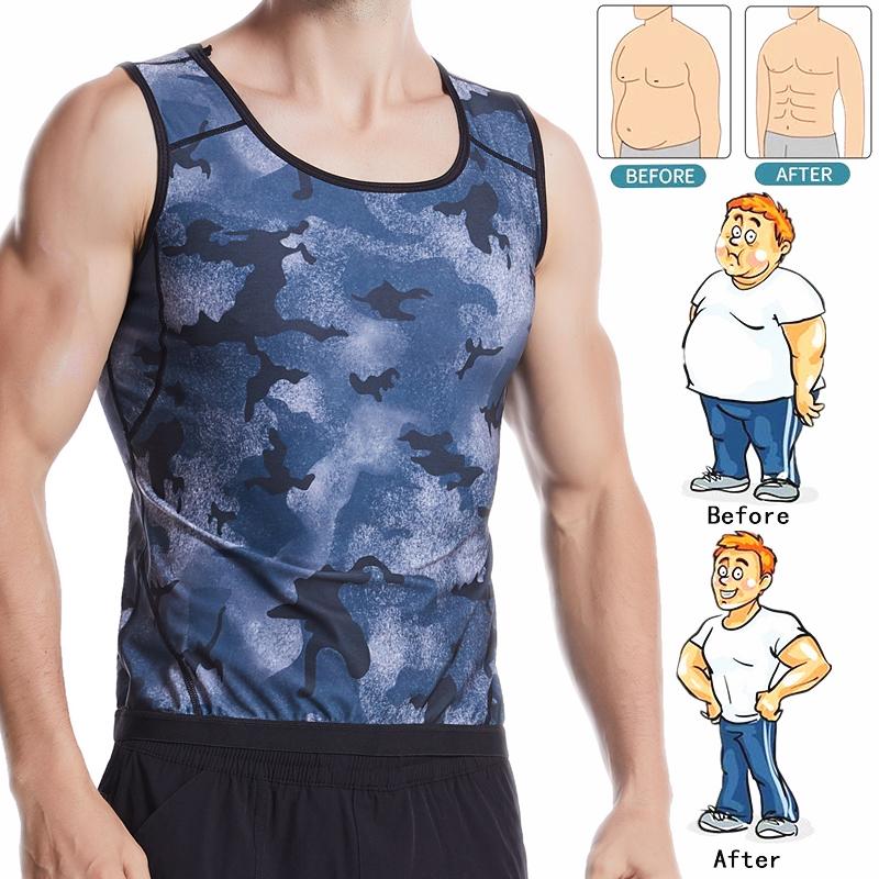 Мужская Корректирующая Рубашка Талия Стажер Сауна Пот Жилет Body Shaper Корсет Для Похудения Майка