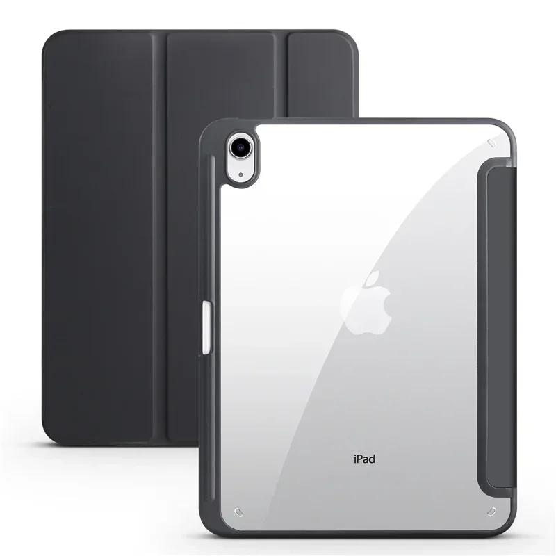 Чехол для iPad 10-го поколения с держателем для ручки, тройной, акриловая прозрачная задняя панель, твердая обложка для iPad 10.2 9.7 Air 5 11 iPad 10 9 11-го A16