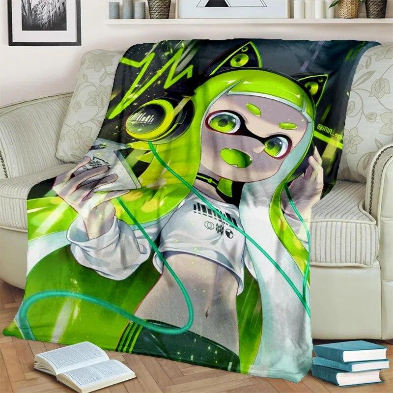 3D Games Splatoon,PC Gamer Cartoon Blanket,Soft Throw Blanket for Home Bedroom Bed Sofa Picnic Travel Office Cover Blanket Kids