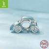 Милый синий автомобиль DIY браслет из бусин, креативный дизайн, бусины из стерлингового серебра S925