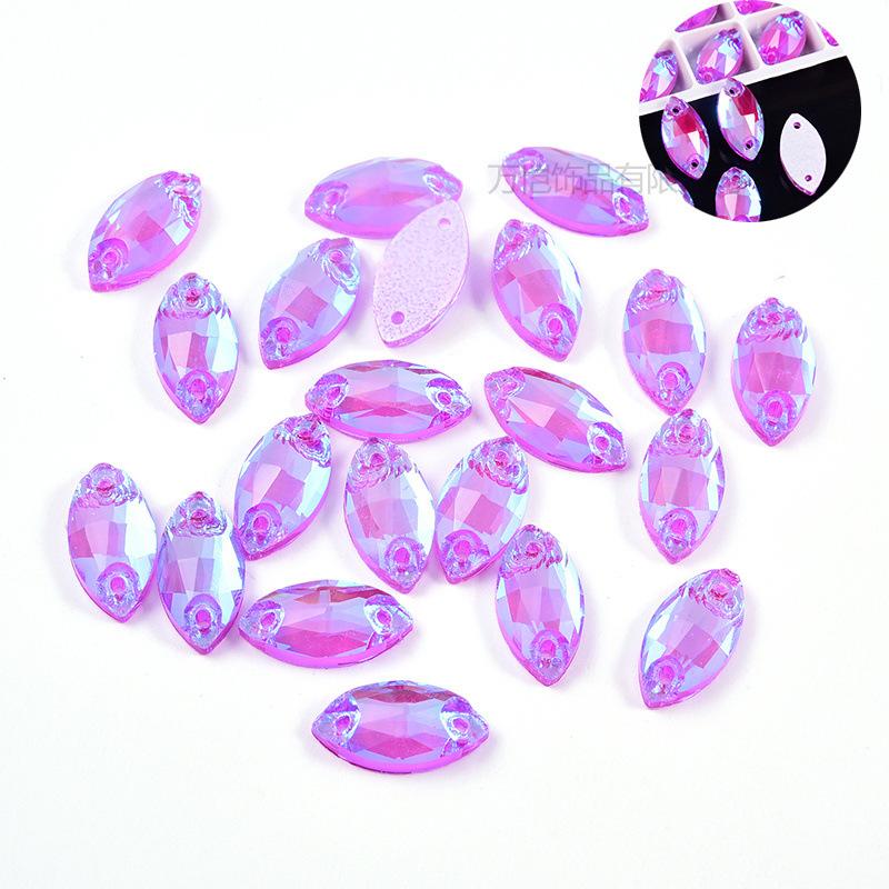 Стеклянная темно-фиолетовая флуоресцентная дрель ручной работы, специальная форма конского глаза, капля воды, неоновая, плоское дно, сшитая вручную, бижутерия своими руками, аксессуары для багажа