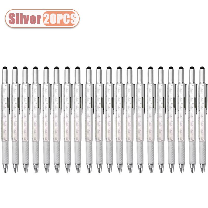 6-в-1 Многоуровневая Ручка Стилус Мультитул Ручка с Сенсорным Экраном Штангенциркуль Уровень и Отвертка Офисный Инструмент Креативная Канцелярия