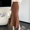 Women's Casual Skirt Spring and Summer Simple Retro Elastic Mid-length Loose Fishtail A-line Skirt Chic and Elegant Female Trend