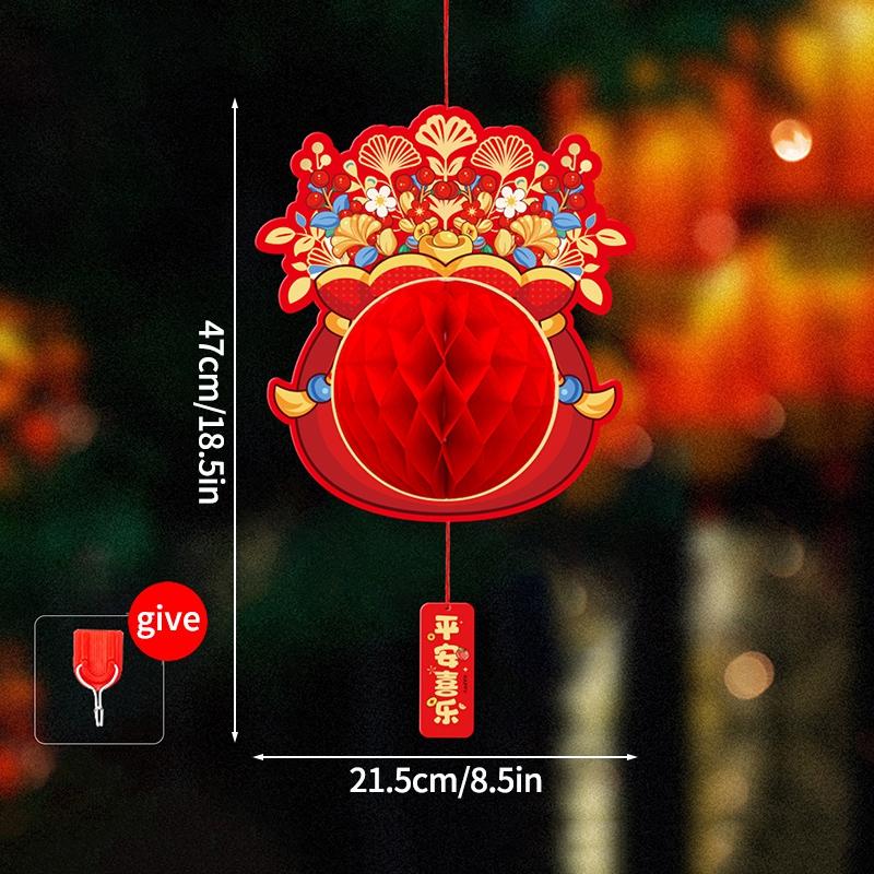 Китайский Новый год Красный бумажный фонарь 2025 Бумажные сотовые фонарики Китайский Праздник Весны Украшение Новогодние подвески