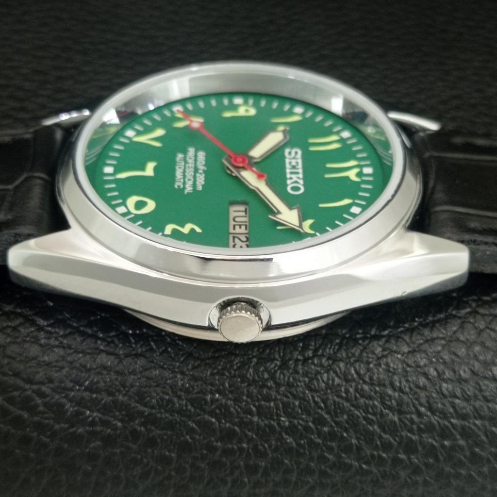 ВИНТАЖНЫЕ ОТРЕМОНТИРОВАННЫЕ МУЖСКИЕ АВТОМАТИЧЕСКИЕ ЧАСЫ SEIKO 6309A ЯПОНИЯ ЗЕЛЕНЫЙ ЦИФЕРБЛАТ a442760-1
