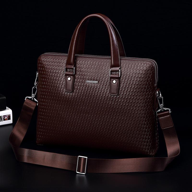Мужская сумка из натуральной кожи, большая вместимость, мужская сумка, деловая сумка для компьютера, плетеный портфель, сумка через плечо