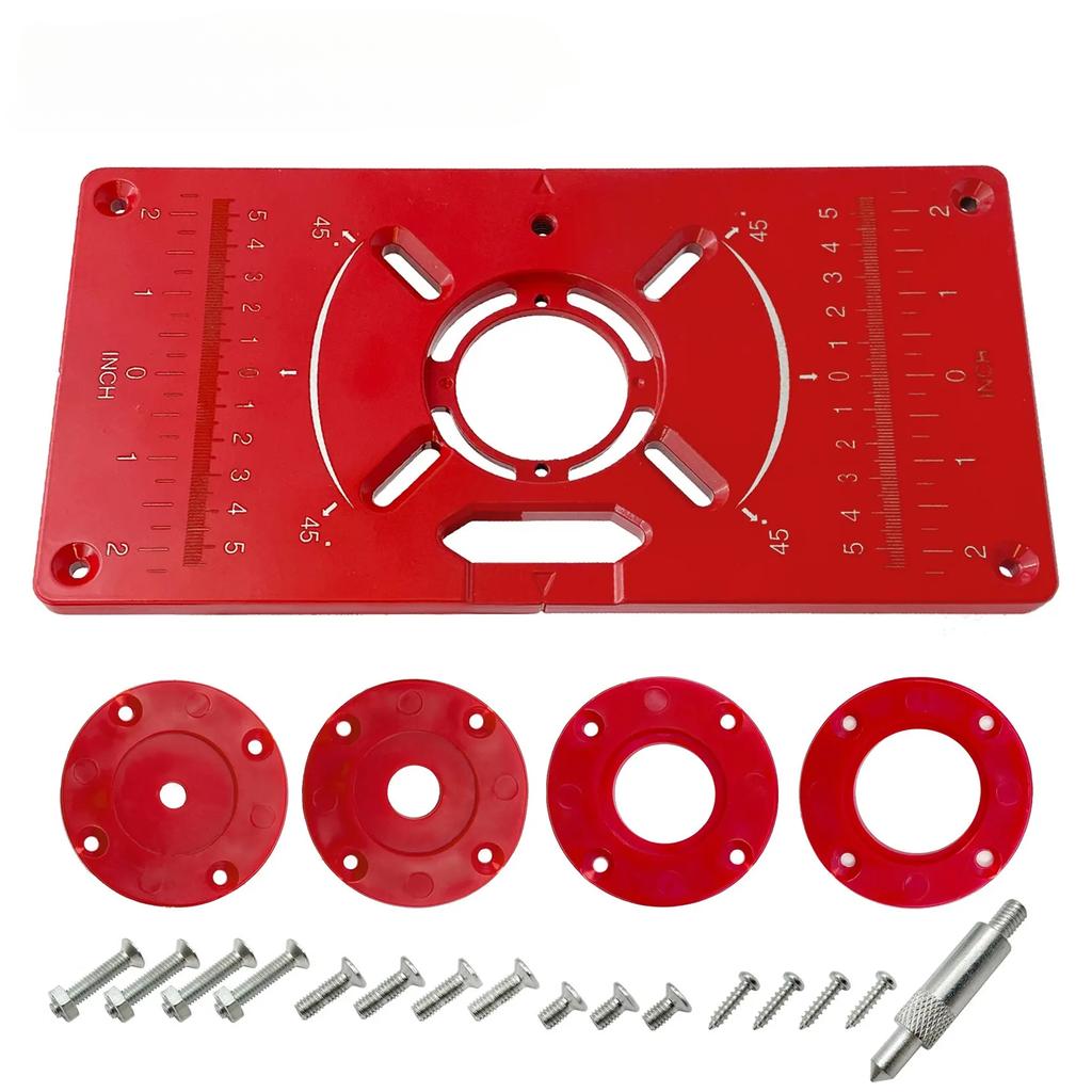 Carpinte Router Tisch Insert Platte Holzbearbeitung Bänke Aluminium Holz Trimmer Modelle Gravur Fräsen Maschine Mit Ringe